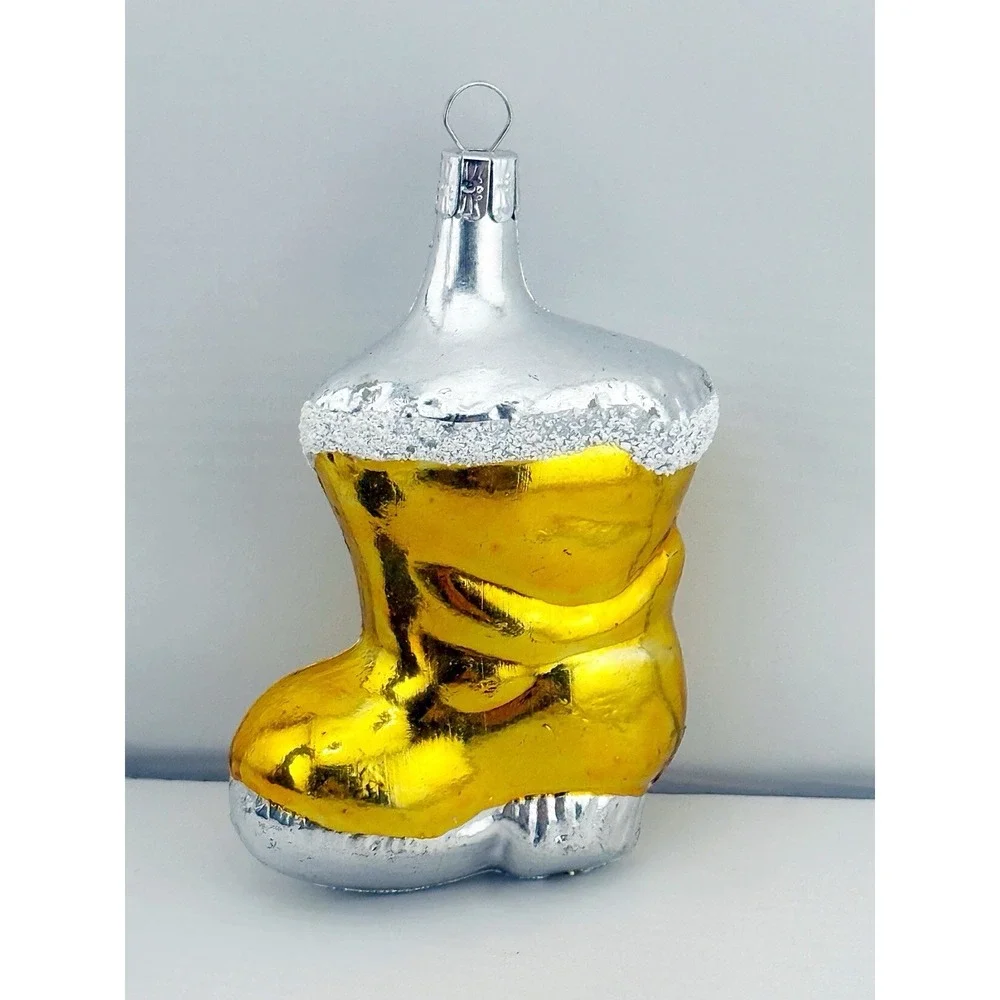 Vintage 1950's-60's Polish Hand Blown Glass Stocking Ornament. 4